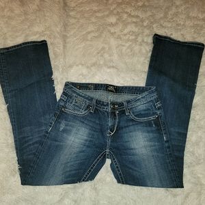 Express Stella low rise boot cut jeans. 4 short. Gently used